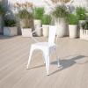 Flash Furniture Luna Commercial Grade Black Metal Indoor-Outdoor Chair with Arms(White)