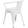 Flash Furniture Luna Commercial Grade Black Metal Indoor-Outdoor Chair with Arms(White)
