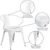 Flash Furniture Luna Commercial Grade Black Metal Indoor-Outdoor Chair with Arms(White)