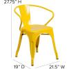 Flash Furniture Luna Commercial Grade Black Metal Indoor-Outdoor Chair with Arms(Yellow)