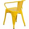 Flash Furniture Luna Commercial Grade Black Metal Indoor-Outdoor Chair with Arms(Yellow)
