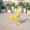 Flash Furniture Luna Commercial Grade Black Metal Indoor-Outdoor Chair with Arms(Yellow)