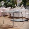 Flash Furniture Madelyn Folding Card Table – Gray | Portable Square Table & Hercules Series Plastic Folding Chair – Grey – 4 Pack 650LB Weight Capacity Comfortable Event(Grey)