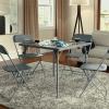 Flash Furniture Madelyn Folding Card Table – Gray | Portable Square Table & Hercules Series Plastic Folding Chair – Grey – 4 Pack 650LB Weight Capacity Comfortable Event(Grey)