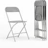 Flash Furniture Madelyn Folding Card Table – Gray | Portable Square Table & Hercules Series Plastic Folding Chair – Grey – 4 Pack 650LB Weight Capacity Comfortable Event(Grey)