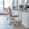 Flash Furniture Madigan Task Office Chair – Luxurious Cognac LeatherSoft Upholstery – Padded Mid-Back and Seat – Height Adjustable Chrome Base – Armless(Brown)