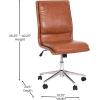 Flash Furniture Madigan Task Office Chair – Luxurious Cognac LeatherSoft Upholstery – Padded Mid-Back and Seat – Height Adjustable Chrome Base – Armless(Brown)