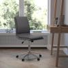 Flash Furniture Madigan Task Office Chair – Luxurious Cognac LeatherSoft Upholstery – Padded Mid-Back and Seat – Height Adjustable Chrome Base – Armless(Grey)