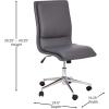 Flash Furniture Madigan Task Office Chair – Luxurious Cognac LeatherSoft Upholstery – Padded Mid-Back and Seat – Height Adjustable Chrome Base – Armless(Grey)