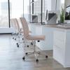 Flash Furniture Madigan Task Office Chair – Luxurious Cognac LeatherSoft Upholstery – Padded Mid-Back and Seat – Height Adjustable Chrome Base – Armless(Taupe)