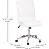 Flash Furniture Madigan Task Office Chair – Luxurious Cognac LeatherSoft Upholstery – Padded Mid-Back and Seat – Height Adjustable Chrome Base – Armless(White)