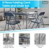 Flash Furniture Madison 5-Piece Folding Card Table and Chairs Set, Portable Event Table and Chairs Set for Indoor and Outdoor Gatherings, Gray(Navy)