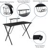 Flash Furniture Mallot Gaming Desk – White Computer Desk – 51.5″ Gamers Table with Cup Holder, Headphone Hook, and Monitor/Smartphone Stand(Black)