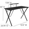 Flash Furniture Mallot Gaming Desk – White Computer Desk – 51.5″ Gamers Table with Cup Holder, Headphone Hook, and Monitor/Smartphone Stand(Black)