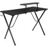 Flash Furniture Mallot Gaming Desk – White Computer Desk – 51.5″ Gamers Table with Cup Holder, Headphone Hook, and Monitor/Smartphone Stand(Black)