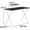 Flash Furniture Mallot Gaming Desk – White Computer Desk – 51.5″ Gamers Table with Cup Holder, Headphone Hook, and Monitor/Smartphone Stand(Black/White)