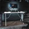 Flash Furniture Mallot Gaming Desk – White Computer Desk – 51.5″ Gamers Table with Cup Holder, Headphone Hook, and Monitor/Smartphone Stand(White)