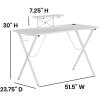 Flash Furniture Mallot Gaming Desk – White Computer Desk – 51.5″ Gamers Table with Cup Holder, Headphone Hook, and Monitor/Smartphone Stand(White)