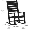Flash Furniture Manchester Commercial 3-Piece Rocking Chairs/Table Set, 2 Contemporary Rocking Chairs, End Table, HDPE Construction, All-Weather Use, Black(Black)