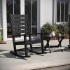Flash Furniture Manchester Commercial 3-Piece Rocking Chairs/Table Set, 2 Contemporary Rocking Chairs, End Table, HDPE Construction, All-Weather Use, Black(Black)