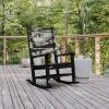 Flash Furniture Manchester Commercial Grade Outdoor Rocking Chair, All-Weather HDPE Indoor/Outdoor Rocker, White(Black)