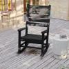Flash Furniture Manchester Commercial Grade Outdoor Rocking Chair, All-Weather HDPE Indoor/Outdoor Rocker, White(Black)