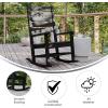 Flash Furniture Manchester Commercial Grade Outdoor Rocking Chair, All-Weather HDPE Indoor/Outdoor Rocker, White(Black)