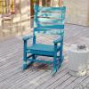 Flash Furniture Manchester Commercial Grade Outdoor Rocking Chair, All-Weather HDPE Indoor/Outdoor Rocker, White(Blue)