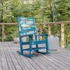 Flash Furniture Manchester Commercial Grade Outdoor Rocking Chair, All-Weather HDPE Indoor/Outdoor Rocker, White(Blue)