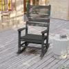 Flash Furniture Manchester Commercial Grade Outdoor Rocking Chair, All-Weather HDPE Indoor/Outdoor Rocker, White(Grey)