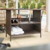 Flash Furniture Marco Indoor/Outdoor Patio Bar Counter Table, All-Weather Wicker Rattan Pattern, 2 Shelves, Gray(Brown)