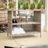 Flash Furniture Marco Indoor/Outdoor Patio Bar Counter Table, All-Weather Wicker Rattan Pattern, 2 Shelves, Gray(Grey)