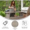 Flash Furniture Marco Indoor/Outdoor Patio Bar Counter Table, All-Weather Wicker Rattan Pattern, 2 Shelves, Gray(Grey)