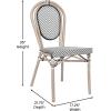 Flash Furniture Marseille Indoor/Outdoor Commercial Bistro Stack Chair – Black Textilene Back and Seat – Natural Bamboo Print Metal Frame(Black & White/Light Natural Frame)