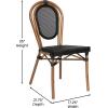 Flash Furniture Marseille Indoor/Outdoor Commercial Bistro Stack Chair – Black Textilene Back and Seat – Natural Bamboo Print Metal Frame(Black/Natural Frame)