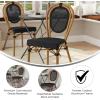 Flash Furniture Marseille Indoor/Outdoor Commercial Bistro Stack Chair – Black Textilene Back and Seat – Natural Bamboo Print Metal Frame(Black/Natural Frame)