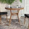 Flash Furniture Marseille Indoor/Outdoor Commercial Bistro Table – Tempered Glass Top – Textilene Fabric – Natural Bamboo Print Aluminum Frame – 31.5″ – Black(Black Textilene/Natural Frame)