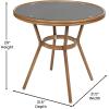 Flash Furniture Marseille Indoor/Outdoor Commercial Bistro Table – Tempered Glass Top – Textilene Fabric – Natural Bamboo Print Aluminum Frame – 31.5″ – Black(Black Textilene/Natural Frame)