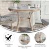 Flash Furniture Marseille Indoor/Outdoor Commercial Bistro Table – Tempered Glass Top – Textilene Fabric – Natural Bamboo Print Aluminum Frame – 31.5″ – Black(Black & White Textilene/Light Natural Frame)