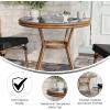 Flash Furniture Marseille Indoor/Outdoor Commercial Bistro Table – Tempered Glass Top – Textilene Fabric – Natural Bamboo Print Aluminum Frame – 31.5″ – Black(Black Textilene/Natural Frame)