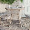 Flash Furniture Marseille Indoor/Outdoor Commercial Bistro Table – Tempered Glass Top – Textilene Fabric – Natural Bamboo Print Aluminum Frame – 31.5″ – Black(Black & White Textilene/Light Natural Frame)