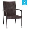 Flash Furniture Maxim Wicker Indoor/Outdoor Dining Chairs with Arms – Espresso Wicker Wrapped Steel Frames – Fade & Weather Resistant-For Deck or Backyard – Set of 2(Espresso)