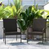 Flash Furniture Maxim Wicker Indoor/Outdoor Dining Chairs with Arms – Espresso Wicker Wrapped Steel Frames – Fade & Weather Resistant-For Deck or Backyard – Set of 2(Espresso)