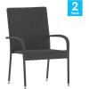 Flash Furniture Maxim Wicker Indoor/Outdoor Dining Chairs with Arms – Espresso Wicker Wrapped Steel Frames – Fade & Weather Resistant-For Deck or Backyard – Set of 2(Grey)