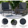 Flash Furniture Maxim Wicker Indoor/Outdoor Dining Chairs with Arms – Espresso Wicker Wrapped Steel Frames – Fade & Weather Resistant-For Deck or Backyard – Set of 2(Grey)