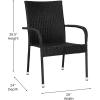 Flash Furniture Maxim Wicker Indoor/Outdoor Dining Chairs with Arms – Espresso Wicker Wrapped Steel Frames – Fade & Weather Resistant-For Deck or Backyard – Set of 2(Black)