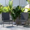 Flash Furniture Maxim Wicker Indoor/Outdoor Dining Chairs with Arms – Espresso Wicker Wrapped Steel Frames – Fade & Weather Resistant-For Deck or Backyard – Set of 2(Grey)