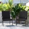 Flash Furniture Maxim Wicker Indoor/Outdoor Dining Chairs with Arms – Espresso Wicker Wrapped Steel Frames – Fade & Weather Resistant-For Deck or Backyard – Set of 2(Black)