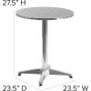 Flash Furniture Mellie Commercial Grade 23.5” Round Aluminum Indoor-Outdoor Table with Base(Aluminum)