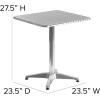 Flash Furniture Mellie Commercial Grade 27.5″ Square Aluminum Indoor-Outdoor Table with Base(Aluminum)